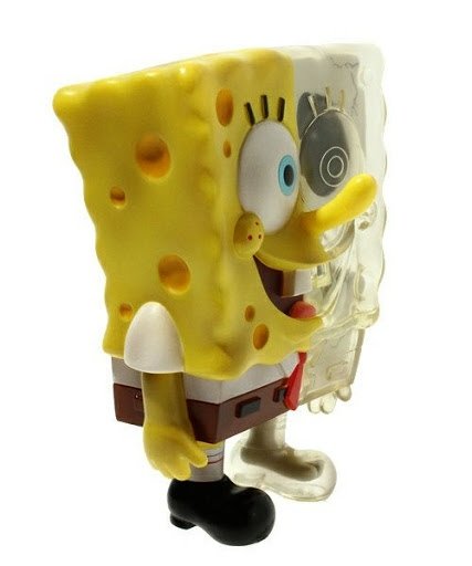 X-ray SpongeBob SquarePants figure by Stephen Hillenburg, produced by Secret Base. Side view.