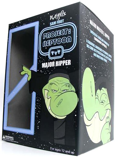 Major Ripper figure by Sam Fout, produced by Play Imaginative. Packaging.