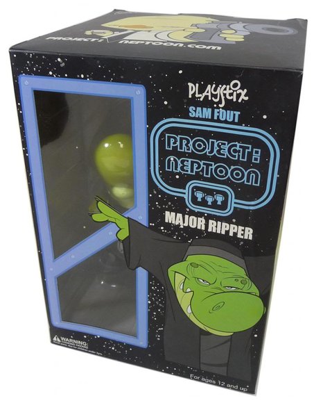 Major Ripper figure by Sam Fout, produced by Play Imaginative. Packaging.