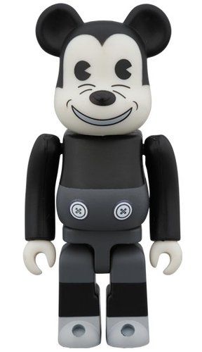 MICKEY MOUSE (VINTAGE B&W Ver.) BE@RBRICK 100% figure, produced by Medicom Toy. Front view.