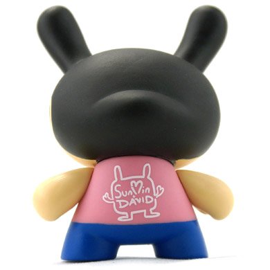 Minus figure by David Horvath, produced by Kidrobot. Back view.