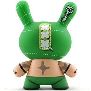 Luchador  figure by Mocre, produced by Kidrobot. Back view.
