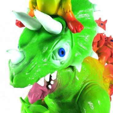 Modzilla - Rainbow figure by Ron English, produced by Toy Art Gallery. Detail view.