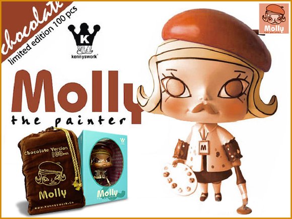 Molly the Painter - Chocolate Version figure by Kenny Wong, produced by Kennyswork. Front view.