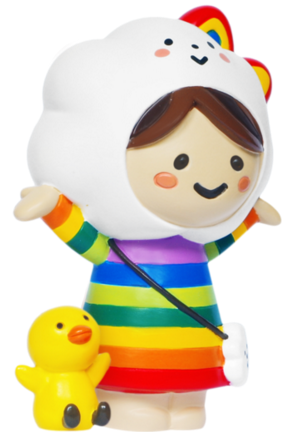 Momiji Miss Rainbow & Chicky figure by Fluffy House, produced by Momiji. Side view.
