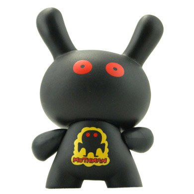 Mothman figure by David Horvath, produced by Kidrobot. Back view.