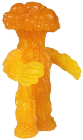 Mushroom People Attack!! Two tone orange figure by Barry Allen, produced by Gorgoloid. Front view.