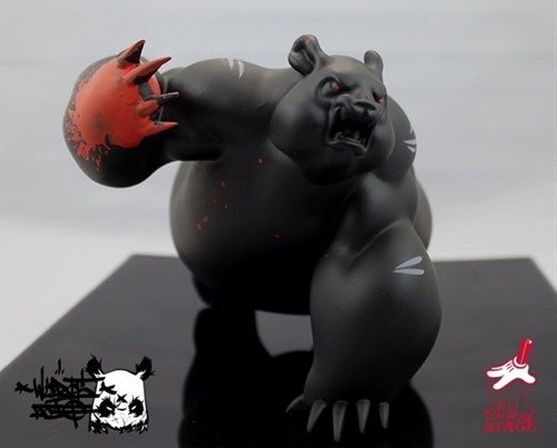 Nightmare UNCRWND Panda King figure by Angry Woebots, produced by Angry Woebots X Silent Stage. Front view.