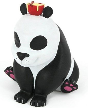 Noodles - the Dim Sum Panda - red bowl edition figure by Sarah Isabel Tan (The Real Firestarter), produced by Mighty Jaxx. Front view.