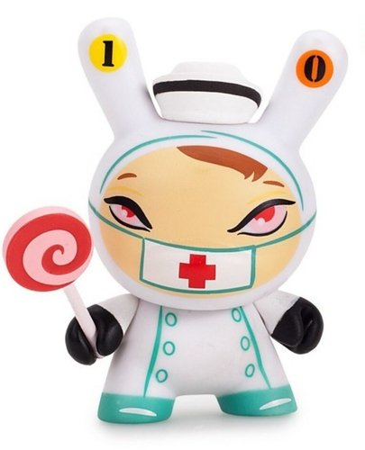 Nurse Cackle figure by Brandt Peters, produced by Kidrobot. Front view.