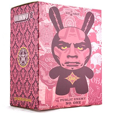 Obey figure by Shepard Fairey, produced by Kidrobot. Packaging.