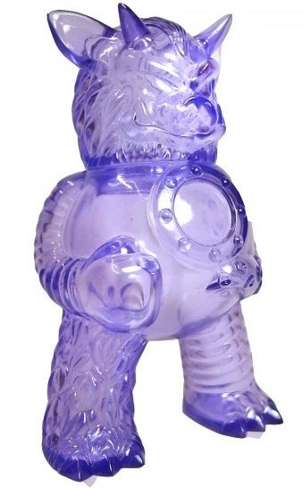 Partyball - Clear Purple figure by Paul Kaiju, produced by Super7. Side view.