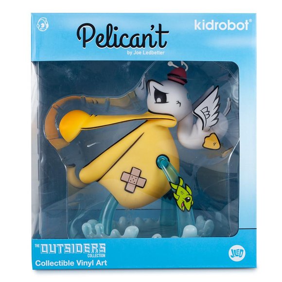 Pelicant figure by Joe Ledbetter, produced by Kidrobot. Packaging.