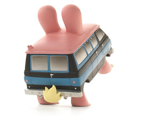 Bunnyvan figure by Jeremy Fish, produced by Strangeco. Back view.