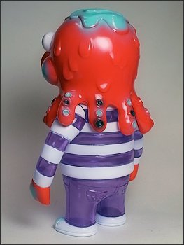 New Year Globby - Red & Clear Purple figure by Bwana Spoons, produced by Gargamel. Back view.