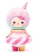 Pink Candy Baby figure by Pucky, produced by Pop Mart. Front view.