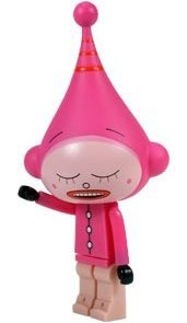 Pink Sleep Icebot figure by Dalek, produced by Kidrobot. Front view.