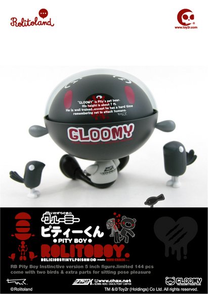 Pity Rolitoboy (Mono version) - Gloomy Bear figure by Mori Chack, produced by Toy2R. Toy card.