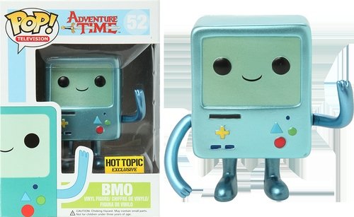POP! Adventure Time - Metallic BMO, Hot Topic Exclusive figure, produced by Funko. Front view.