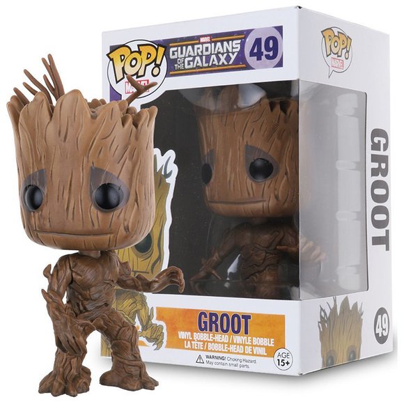 POP! Guardians of the Galaxy - Groot figure, produced by Funko. Side view.