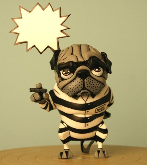 Pugzee - Jailbreaker figure by Dave Cortes, produced by Inu Art. Front view.