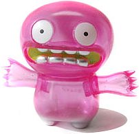 Pink Chupacabra figure by David Horvath, produced by Wonderwall. Front view.