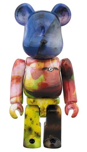 PUSHEAD 3 different colors BE@RBRICK 100% figure, produced by Medicom Toy. Front view.