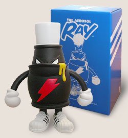 Ray the Aerosol figure by Spanky, produced by Headlock Studio. Front view.