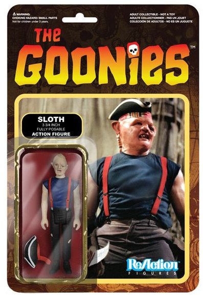 ReAction The Goonies - Sloth figure by Super7, produced by Funko. Packaging.