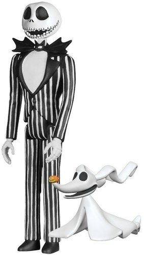 ReAction The Nightmare Before Christmas - Jack Skellington & Zero - SDCC 2014 figure by Super7, produced by Funko. Front view.