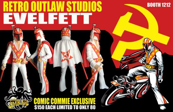 Evel Fett - Red Star Edition figure by Retro Outlaw, produced by 3D Retro. Detail view.