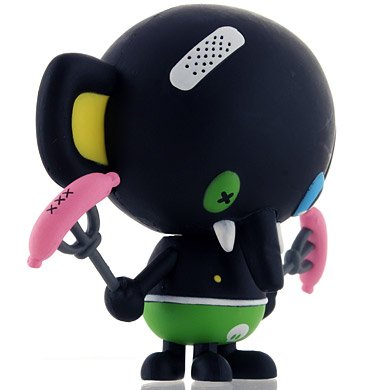 Black Rolo figure by Tado, produced by Kidrobot. Side view.
