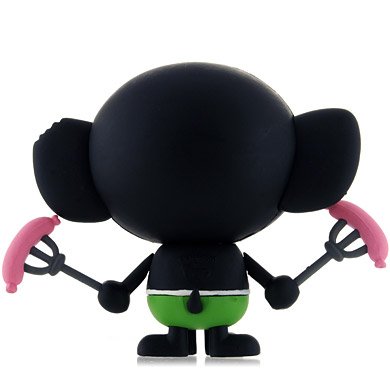 Black Rolo figure by Tado, produced by Kidrobot. Back view.