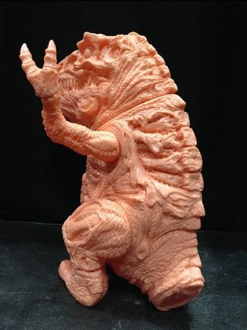Rotten Rexx - Unpainted Flesh figure by James Groman, produced by Lulubell Toys. Back view.