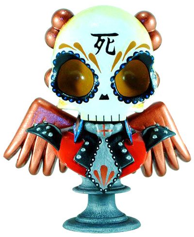 Rsin x Huck Gee – Custom Skullhead Bust figure by Huck Gee X Rsin. Front view.