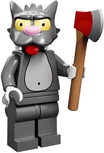 Scratchy figure by Matt Groening, produced by Lego. Front view.