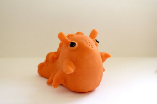Sea Banana - Clementine figure by Sawdust Bear. Front view.