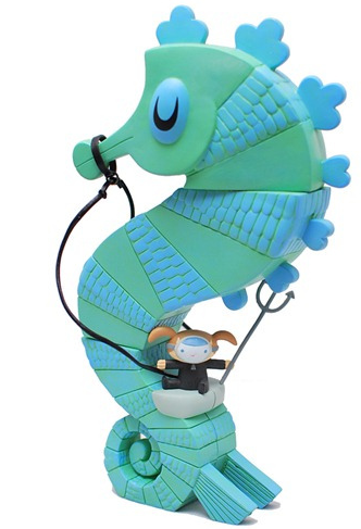 Seahorse and Rider  figure by Amanda Visell, produced by Paradise Toyland. Front view.