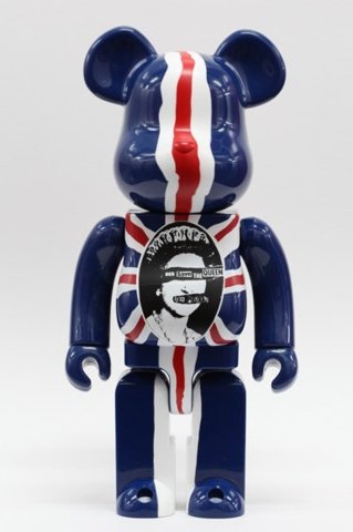 Sex Pistols Be@rbrick 400% - God Save the Queen figure, produced by Medicom Toy. Front view.
