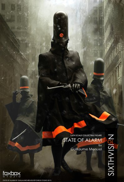 Sixthvision : State of Alarm figure by Guillaume Menuel, produced by Foxbox. Front view.