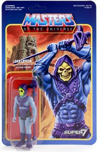 Skeletor Retro Action Figure figure by Roger Sweet, produced by Super7. Front view.