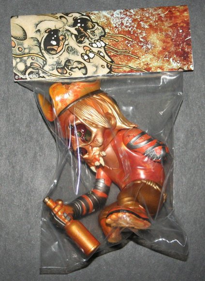 Skull Captain - Ye Golden Swig FHP  figure by Pushead, produced by Secret Base. Packaging.