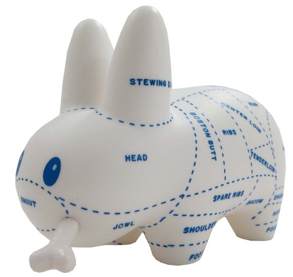 Smorkin Labbit Choice Cuts figure by Frank Kozik, produced by Kidrobot. Front view.