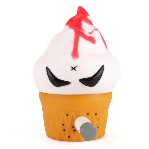 Smorkin Monger Jerome - Cherry Drizzle figure by Frank Kozik, produced by Squibbles Ink & Rotofugi. Front view.