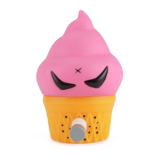 Smorkin Monger Jerome - Strawberry figure by Frank Kozik, produced by Squibbles Ink & Rotofugi. Front view.