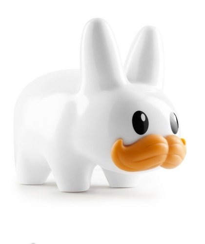 Stache Labbit Vinyl figure by Frank Kozik. Front view.