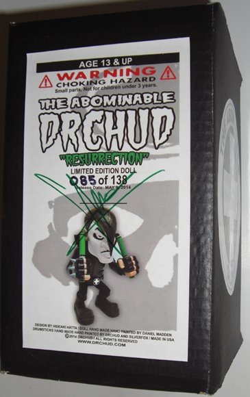 The Abominable Dr. CHUD (Resurrection) figure by H8Graphix, produced by Daniel Madden. Packaging.