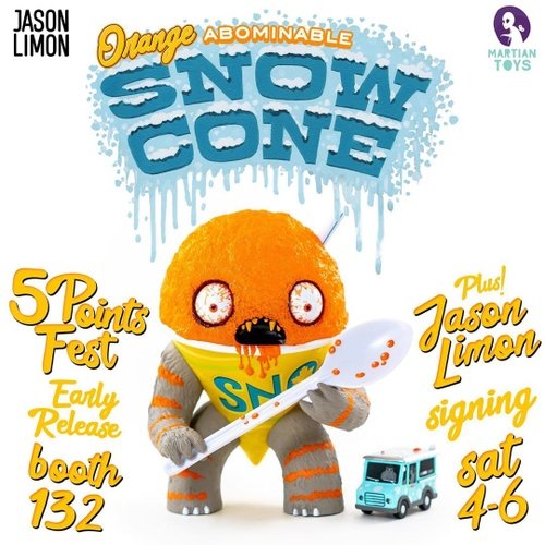 The Abominable Snow Cone: Orange figure by Jason Limon, produced by Martian Toys. Detail view.