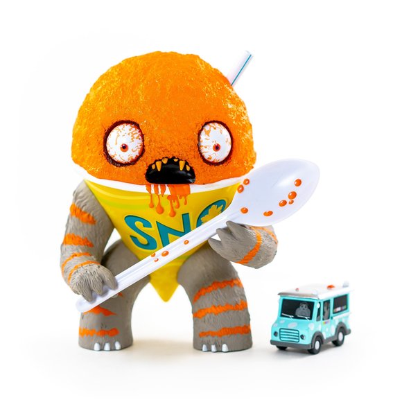 The Abominable Snow Cone: Orange figure by Jason Limon, produced by Martian Toys. Front view.