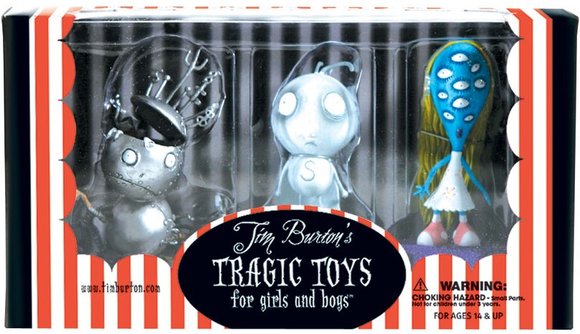 The Girl with Many Eyes figure by Tim Burton, produced by Dark Horse. Packaging.